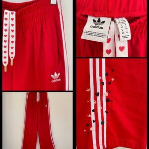 Rare Adidas Valentine’s Day Heart Wide Leg Track Pants Red Coquette Scandi S/M